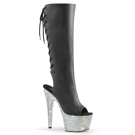 Pleaser BEJEWELED-2018-7 Bottines à plateforme Cuir synthétique Strass Noir EU-41/US-11