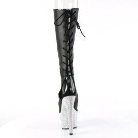 Pleaser BEJEWELED-2018-7 Bottines à plateforme Cuir synthétique Strass Noir EU-41/US-11
