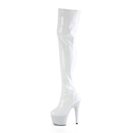 Pleaser BEJEWELED-3000-7 Bottes cuissardes à plateforme Holo Strass Blanc EU-42/US-12