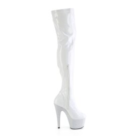 Pleaser BEJEWELED-3000-7 Bottes cuissardes à plateforme Holo Strass Blanc EU-44/US-14