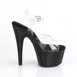 Pleaser BEJEWELED-708DM Sandales à plateforme Strass Transparent Noir EU-36/US-6