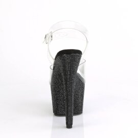 Pleaser BEJEWELED-708DM Sandales à plateforme Strass Transparent Noir EU-39/US-9