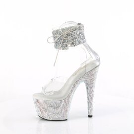 Pleaser BEJEWELED-724RS-02 Sandales à plateforme Strass Transparent Argent EU-35/US-5