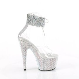 Pleaser BEJEWELED-724RS-02 Sandales à plateforme Strass Transparent Argent EU-35/US-5