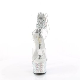 Pleaser BEJEWELED-724RS-02 Sandales à plateforme Strass Transparent Argent EU-38/US-8