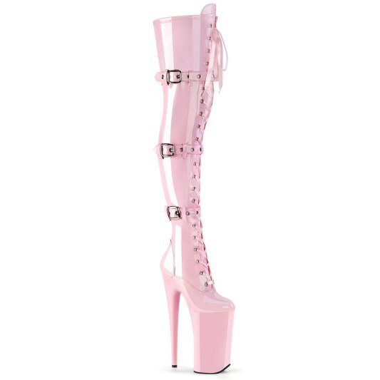 Pleaser BEYOND-3028 Bottes cuissardes à plateforme Vernis Rose EU-36/US-6