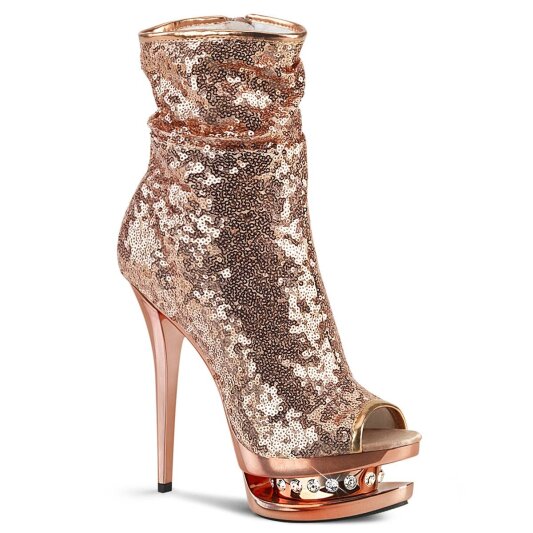 Pleaser BLONDIE-R-1008 Bottines à plateforme Paillettes Chrome Or Rose EU-35/US-5