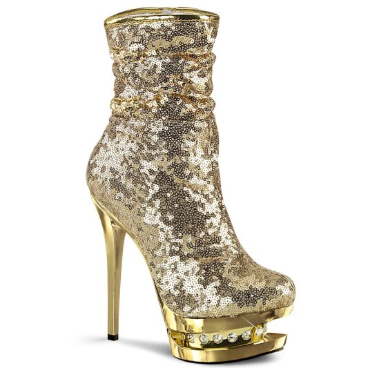 Pleaser BLONDIE-R-1009 Bottines à plateforme Paillettes Or EU-37/US-7