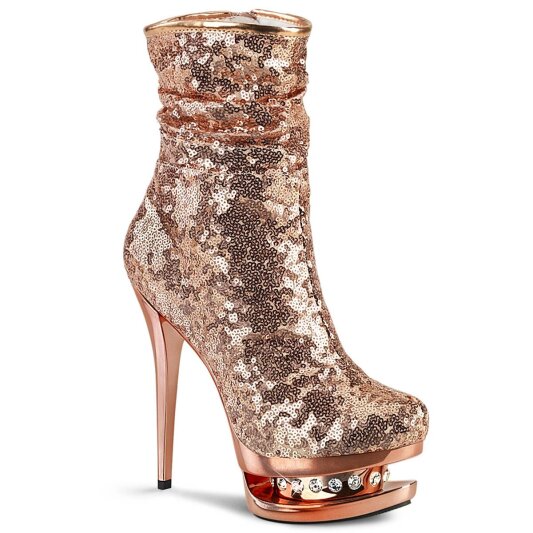 Pleaser BLONDIE-R-1009 Bottines à plateforme Paillettes Chrome Or Rose EU-38/US-8