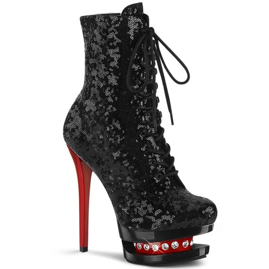 Pleaser BLONDIE-R-1020 Bottines à plateforme Paillettes Noir EU-35/US-5