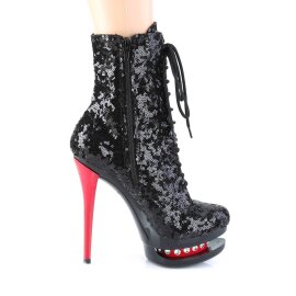Pleaser BLONDIE-R-1020 Bottines à plateforme Paillettes Noir EU-35/US-5
