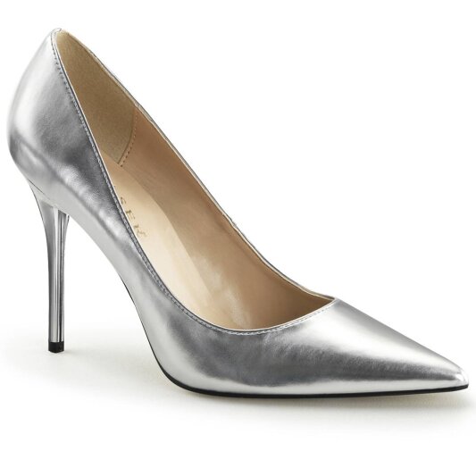 Pleaser CLASSIQUE-20 Escarpins Métallique Argent EU-35/US-5
