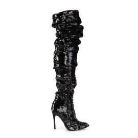 Pleaser COURTLY-3011 Bottes cuissardes Paillettes Noir EU-44/US-14