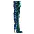 Pleaser COURTLY-3011 Bottes cuissardes Paillettes Vert Bleu EU-41/US-11