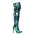 Pleaser COURTLY-3011 Bottes cuissardes Paillettes Vert Bleu EU-41/US-11