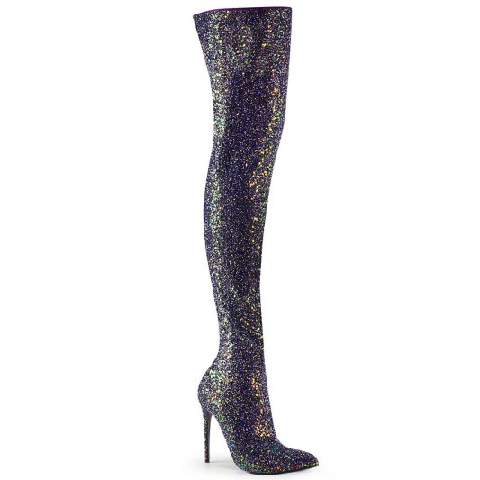 Pleaser COURTLY-3015 Bottes cuissardes Paillettes Noir EU-36/US-6