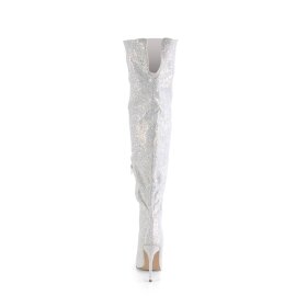 Pleaser COURTLY-3015 Bottes cuissardes Paillettes Blanc EU-37/US-7