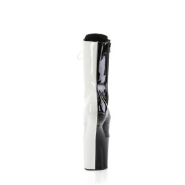Pleaser CRAZE-1040TT Bottines à plateforme Vernis Noir Blanc EU-40/US-10
