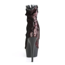 Pleaser DELIGHT-1008SQ Bottines à plateforme Paillettes Rouge EU-36/US-6