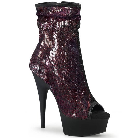 Pleaser DELIGHT-1008SQ Bottines à plateforme Paillettes Rouge EU-37/US-7