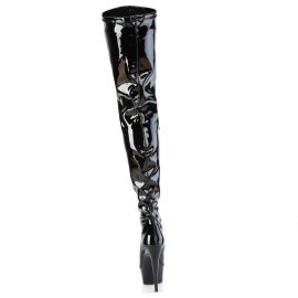 Pleaser DELIGHT-3000BONE Bottes cuissardes à plateforme Vernis Noir EU-36/US-6