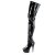 Pleaser DELIGHT-3000BONE Bottes cuissardes à plateforme Vernis Noir EU-36/US-6