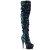 Pleaser DELIGHT-3004 Bottes cuissardes à plateforme Paillettes Vert EU-35/US-5