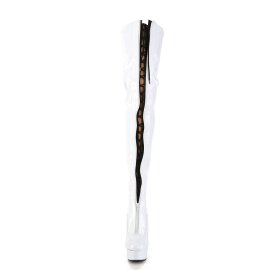 Pleaser DELIGHT-3027 Bottes cuissardes à plateforme Vernis Blanc EU-35/US-5