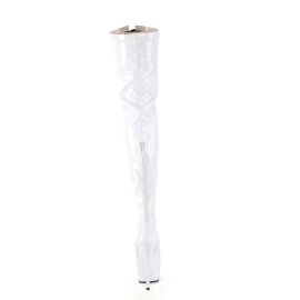 Pleaser DELIGHT-3027 Bottes cuissardes à plateforme Vernis Blanc EU-35/US-5
