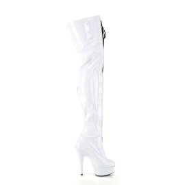 Pleaser DELIGHT-3027 Bottes cuissardes à plateforme Vernis Blanc EU-35/US-5