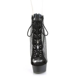 Pleaser DELIGHT-600-33RM Bottines à plateforme Daim synthétique Strass Noir EU-37/US-7