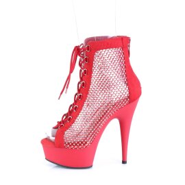Pleaser DELIGHT-600-33RM Bottines à plateforme Daim synthétique Strass Rouge EU-37/US-7