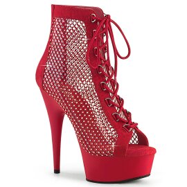 Pleaser DELIGHT-600-33RM Bottines à plateforme Daim synthétique Strass Rouge EU-38/US-8