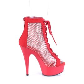 Pleaser DELIGHT-600-33RM Bottines à plateforme Daim synthétique Strass Rouge EU-39/US-9