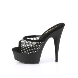 Pleaser DELIGHT-601-6RM Mules à plateforme Daim synthétique Strass Noir EU-35/US-5