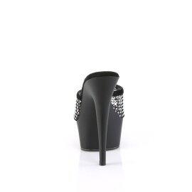 Pleaser DELIGHT-601-6RM Mules à plateforme Daim synthétique Strass Noir EU-36/US-6