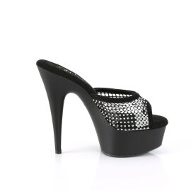 Pleaser DELIGHT-601-6RM Mules à plateforme Daim synthétique Strass Noir EU-37/US-7
