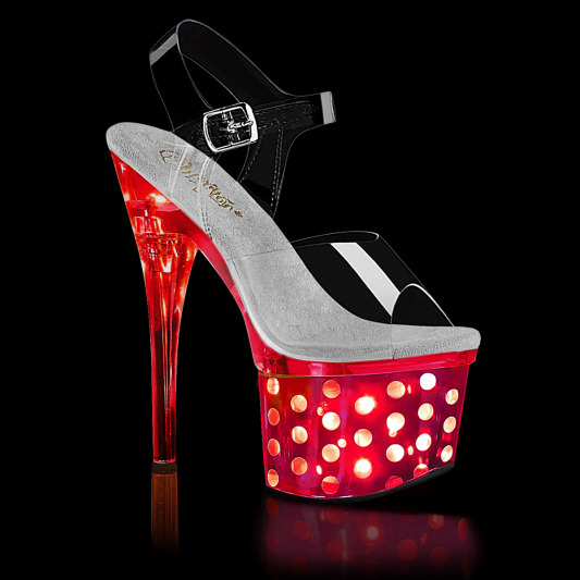 Pleaser DISCOLITE-708DOTS Sandales à plateforme Transparent Bigarré EU-39/US-9