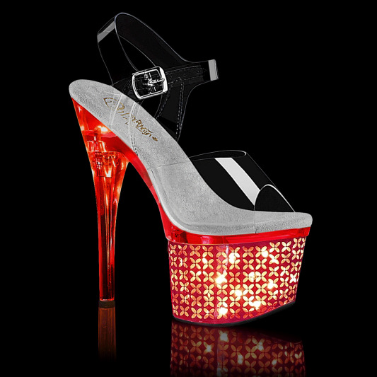 Pleaser DISCOLITE-708FLP Sandales à plateforme Transparent Bigarré EU-40/US-10