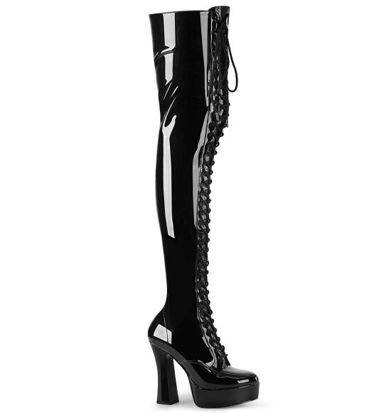 Pleaser ELECTRA-3023 Bottes cuissardes Vernis Noir EU-39/US-9