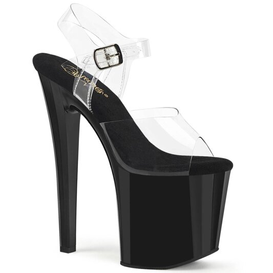 Pleaser ENCHANT-708 Sandales à plateforme Transparent Noir EU-37/US-7