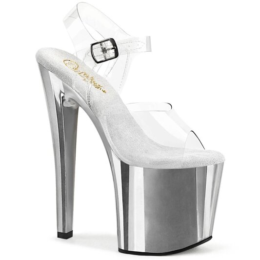 Pleaser ENCHANT-708 Sandales à plateforme Chrome Transparent Argent EU-35/US-5