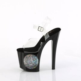 Pleaser ENCHANT-708LT-CIRCLE Sandales à plateforme Transparent Noir EU-35/US-5