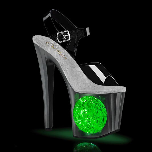 Pleaser ENCHANT-708LT-CIRCLE Sandales à plateforme Transparent Argent EU-35/US-5