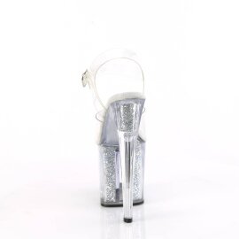 Pleaser ENCHANT-708RSI Sandales à plateforme Paillettes Transparent Argent EU-37/US-7