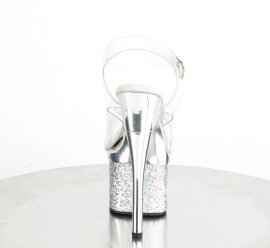 Pleaser ESTEEM-708CHLG Sandales à plateforme Paillettes Argent EU-35/US-5