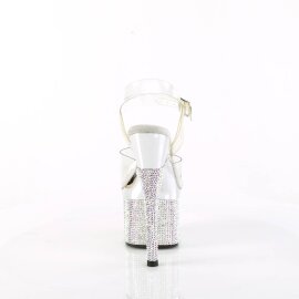 Pleaser ESTEEM-708DM Sandales à plateforme Strass Chrome Transparent Argent EU-40/US-10