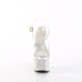 Pleaser ESTEEM-708DM Sandales à plateforme Strass Chrome Transparent Argent EU-38/US-8