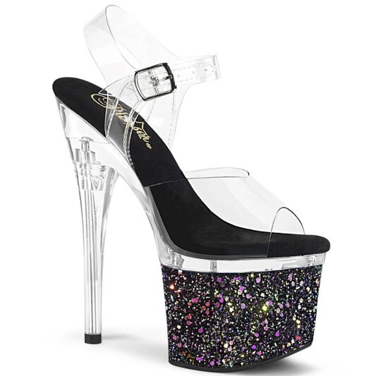 Pleaser ESTEEM-708LG Sandales à plateforme Paillettes Transparent Bigarré EU-38/US-8