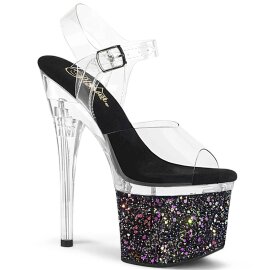 Pleaser ESTEEM-708LG Sandales à plateforme Paillettes Transparent Bigarré EU-38/US-8